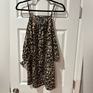 Trixxi Leopard Print Dress - Black and Brown